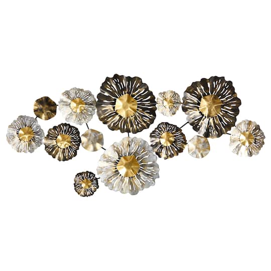 4.5ft. x 2ft. Layered Floral Metal Wall Art Decor